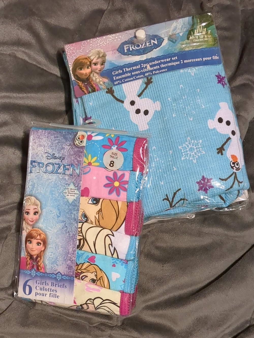Disney Frozen Girls Blue Olaf Thermal Set with Multicolor Briefs